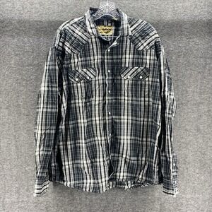 Cowboy Legend Western Shirt Mens XXL Black Plaid‎ Good Pearl Snap Long Sleeve